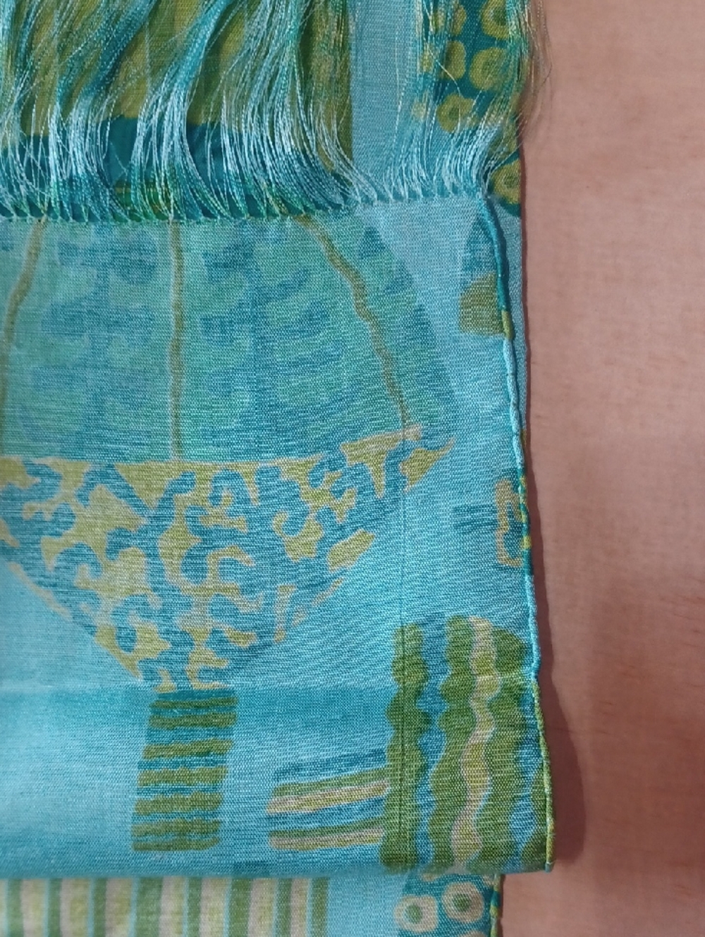 Vintage Thai Silk Scarf Star Of Siam Bangkok Handwoven Mod Botanical 72×12 - Picture 13 of 16